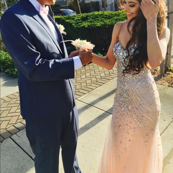 Jovani Embellished Blush Pink Prom Dress - Picture 2 of 5